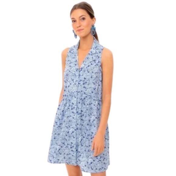 Tuckernuck Dresses & Skirts - Tuckernuck Royal Shirt Dress Blue Hydrangea Size XS Sleeveless A-Line